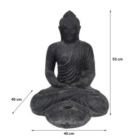 Buddha Figur Belagavi Kerzenhalter Steinguss frostbestä