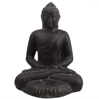 Buddha Figur meditierend Teelichthalter Steinguss frostfest 