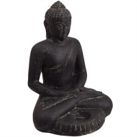 Buddha Figur meditierend Teelichthalter Steinguss frostfest 
