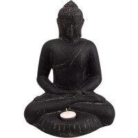 Buddha Figur meditierend Teelichthalter Steinguss frostfest 