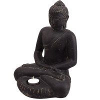 Buddha Figur meditierend Teelichthalter Steinguss frostfest 