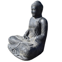 Buddha Figur meditierend Steinguss frostbeständig 72x88x100cm Gartendeko