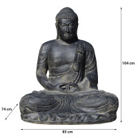 Buddha Figur meditierend Steinguss frostbeständig 72x88