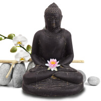 Buddha Figur Dharwad mit Dhyana Geste Steinguss frostfest 20x24x30cm
