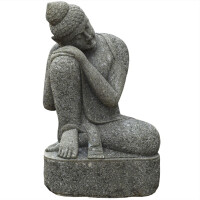 Gartenfigur Buddha Khandwa Naturstein frostbeständig 54x69x113cm