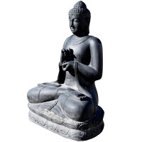 Buddha Figur Kotux Steinguss Dharmachakra Geste frostfest 78
