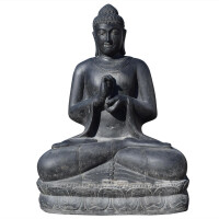 Buddha Figur Kotux Steinguss Dharmachakra Geste frostfest 78