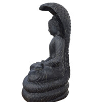 Sitzender Buddha Remlys mit Schlange Steinguss frostfest 37x