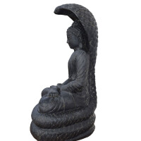 Sitzender Buddha Remlys mit Schlange Steinguss frostfest 37x