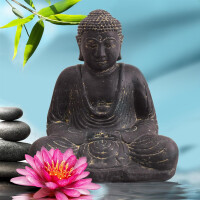 Buddha Figur Gopalpur Dhyana Mudra Steinguss frostbestä
