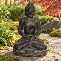 Buddha Figur Jalandhar meditierend Steinguss frostbestä