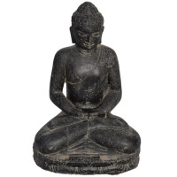 Buddha Figur Jalandhar meditierend Steinguss frostbestä
