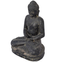 Buddha Figur Jalandhar meditierend Steinguss frostbestä