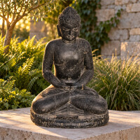 Buddha Figur Jalandhar meditierend Steinguss frostbestä