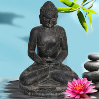 Buddha Figur Jalandhar meditierend Steinguss frostbestä