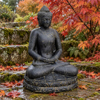 Buddha Figur Dhyana Mudra Steinguss frostbeständig 44x5