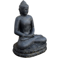 Buddha Figur Dhyana Mudra Steinguss frostbeständig 44x5