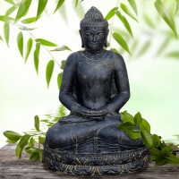 Buddha Figur Dhyana Mudra Steinguss frostbeständig 44x55x80cm Garten