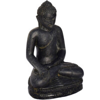 Buddha Figur sitzend Bhumisparsha Mudra Steinguss frostfest 