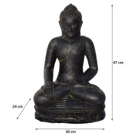 Buddha Figur sitzend Bhumisparsha Mudra Steinguss frostfest 