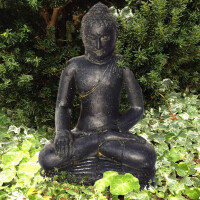 Buddha Figur sitzend Bhumisparsha Mudra Steinguss frostfest 22x28x45cm