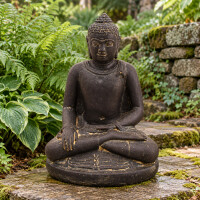 Buddha Figur Poona Bhumisparsha Mudra Steinguss frostfest 18