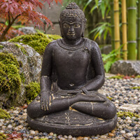 Buddha Figur Poona Bhumisparsha Mudra Steinguss frostfest 18