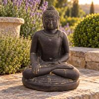 Buddha Figur Poona Bhumisparsha Mudra Steinguss frostfest 18