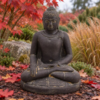 Buddha Figur Poona Bhumisparsha Mudra Steinguss frostfest 18