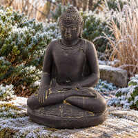 Buddha Figur Poona Bhumisparsha Mudra Steinguss frostfest 18