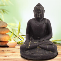 Buddha Figur Poona Bhumisparsha Mudra Steinguss frostfest 18x24x30cm