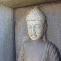 Buddha Figur Siliguri Flussstein Antik Steinfigur Gartendeko