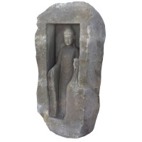 Buddha Figur Siliguri Flussstein Antik Steinfigur Gartendeko