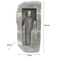 Buddha Figur Siliguri Flussstein Antik Steinfigur Gartendeko