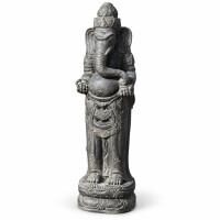 Ganesha Figur Elefant Steinguss frostfest antikgrau 35x40x15