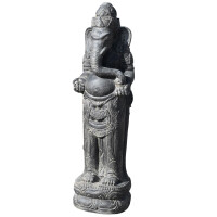 Ganesha Figur Elefant Steinguss frostfest antikgrau 35x40x150cm