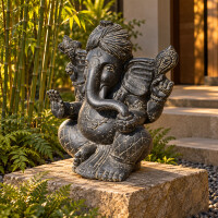 Ganesha Figur Elefantengott Steinguss frostbeständig 30
