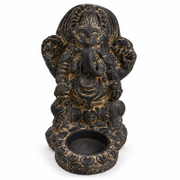 Ganesha Figur Teelichthalter Steinguss frostfest 13x11x15cm 
