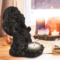 Ganesha Figur Teelichthalter Steinguss frostfest 13x11x15cm