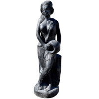 Griechische Edessa Gartenfigur mit Wasserkrug Steinguss frostfest 42x38x148cm