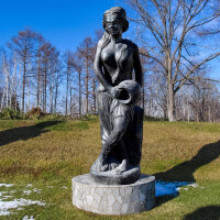 Griechische Edessa Gartenfigur mit Wasserkrug Steinguss frostfest 42x38x148cm