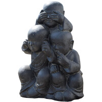 Shaolin Mönch Figur Kinder-Trio Steinguss frostbest&aum