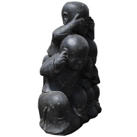 Shaolin Mönch Figur Kinder-Trio Steinguss frostbest&aum