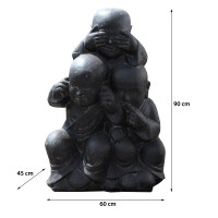 Shaolin Mönch Figur Kinder-Trio Steinguss frostbest&aum