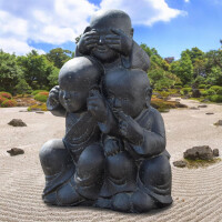 Shaolin Mönch Figur Kinder-Trio Steinguss frostbeständig 50x65x90cm
