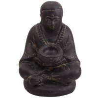 Shaolin Mönch Figur Teelichthalter Steinguss frostbest&