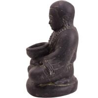 Shaolin Mönch Figur Teelichthalter Steinguss frostbest&