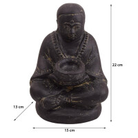 Shaolin Mönch Figur Teelichthalter Steinguss frostbest&