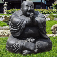 Shaolin Mönch Figur Steinguss frostbeständig sitzend 115x125x130cm
