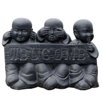 Gartenskulptur Shaolin Mönch Trio Steinguss frostbest&a